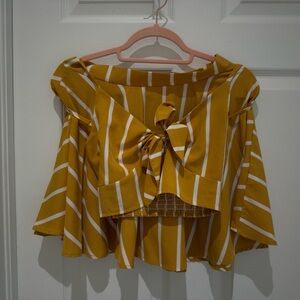 SHEIN Striped Yellow and White Women's Top